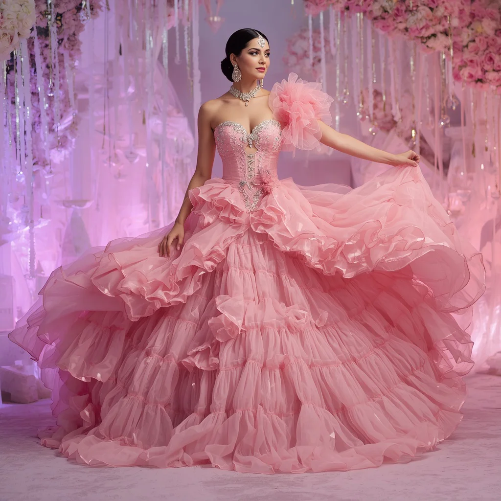 Pink Aurora Fantasy Saree – Dreamy Couture Saree with Twirl Pose and Aurora Crystal Garden Background | prompt for girl in saree pic - Ethereal Pastel Handloom Saree AI Prompts for Serene Retreats AI Prompt