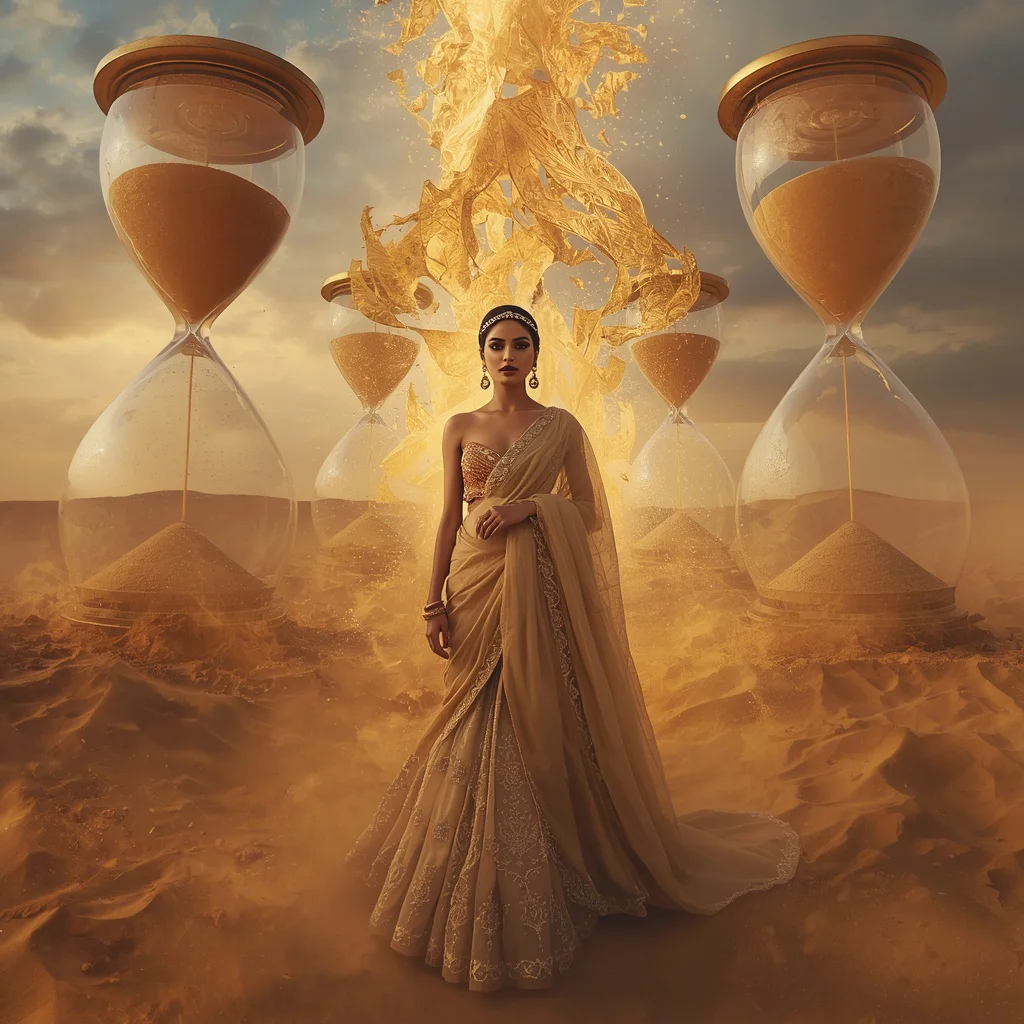 Royal Floating Crystal Time Collapse Desert Saree Empress Inside Broken Hourglass Universe Of Infinity Sand | saree instagram ai prompt - Top 10 Charming Teen Saree AI Image Prompts for School Band Concerts AI Prompt