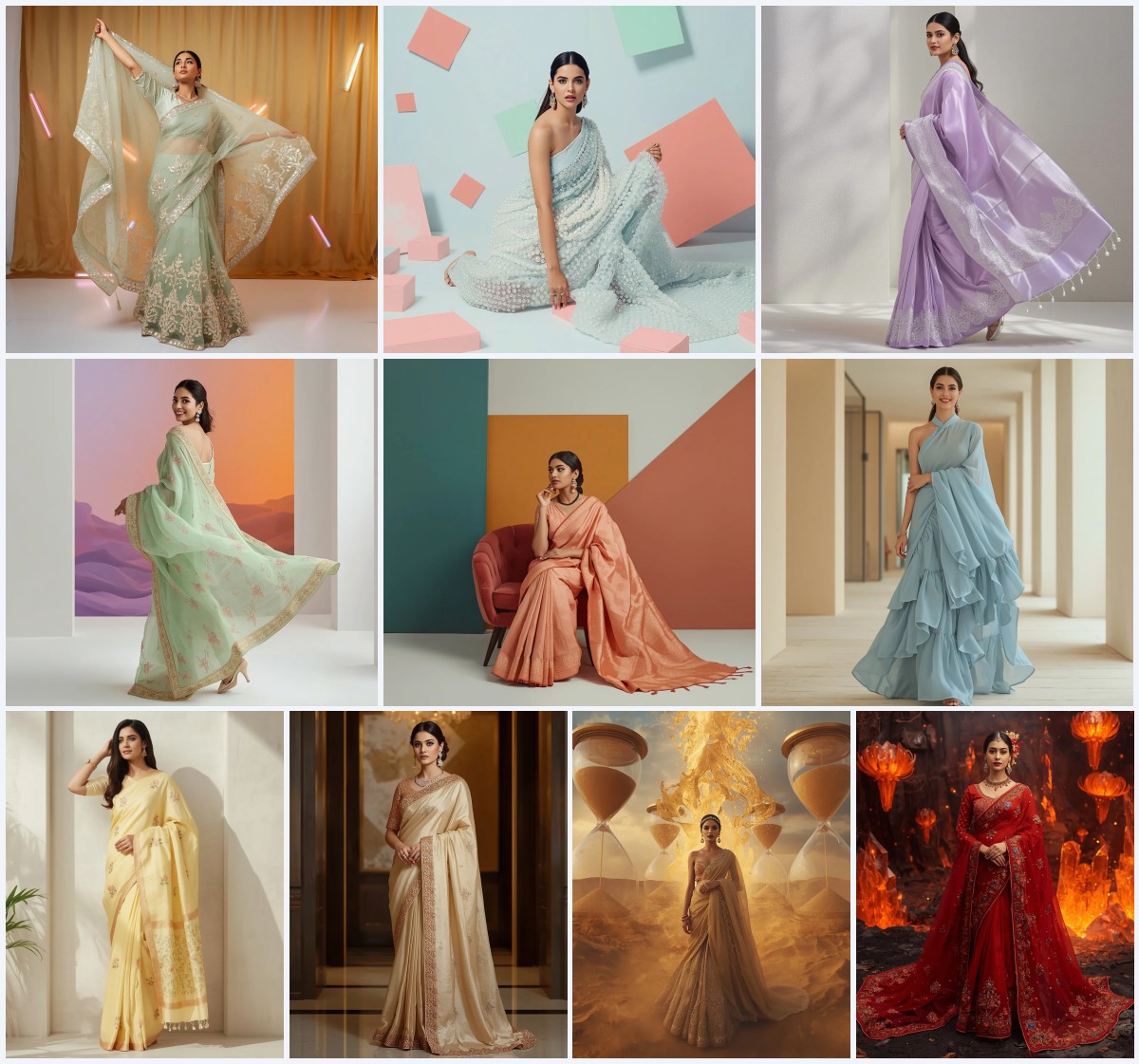 Top 10 Charming Teen Saree AI Image Prompts for School Band Concerts | Retro style prompt for gemini girl in saree instagram