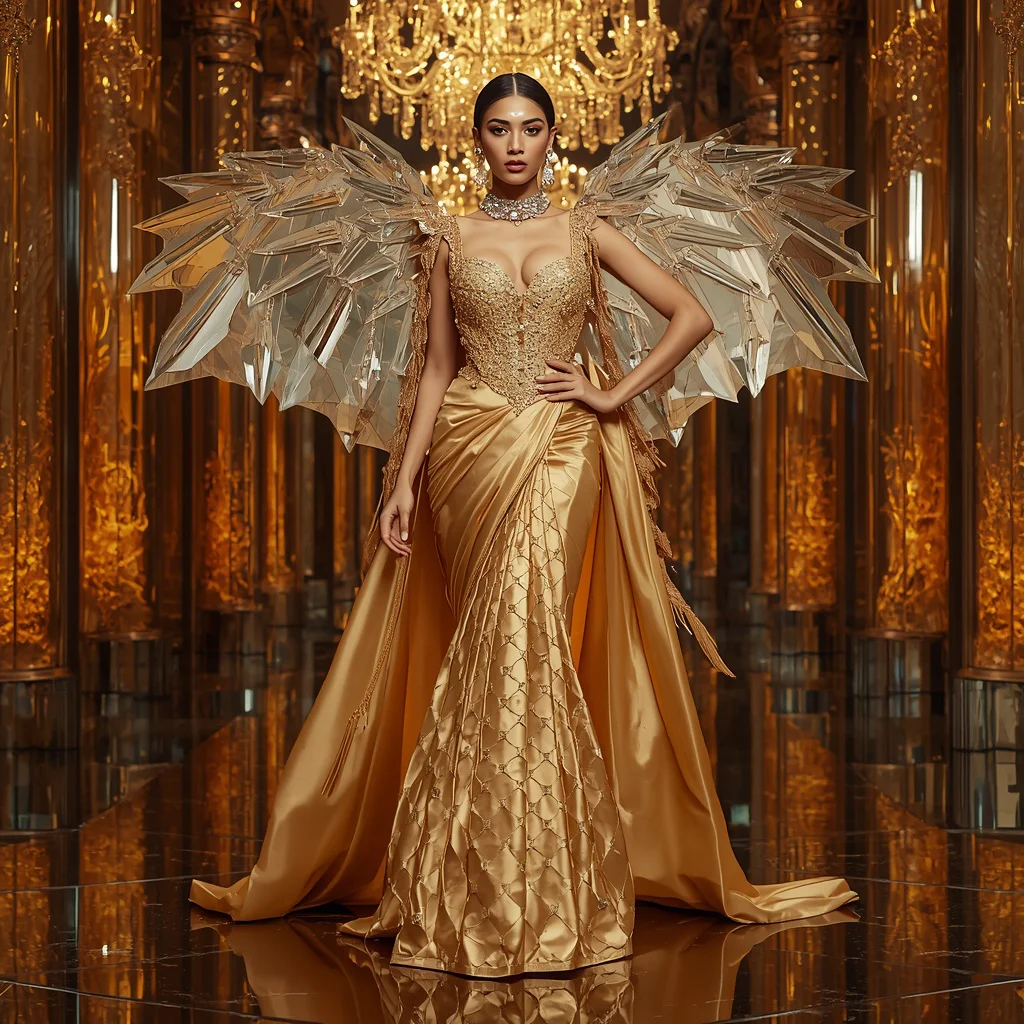 Ultra Premium Golden Dragon Saree Look with Imperial Reflection Crystal Fortress Background | Traditional saree prompt for girl instagram - Best 10 Serene Child Saree AI Prompts for Garden Pond Reflections AI Prompt