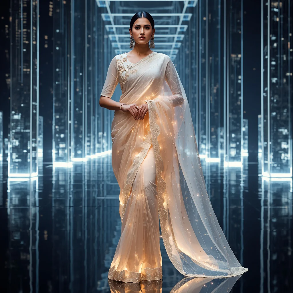Ultra Premium Infinite Light Dimension Saree With Zero Gravity Architecture Background | prompt for saree look for girl in english - Best 10 Artistic Child Saree AI Prompts for Cartoon Character Designs AI Prompt